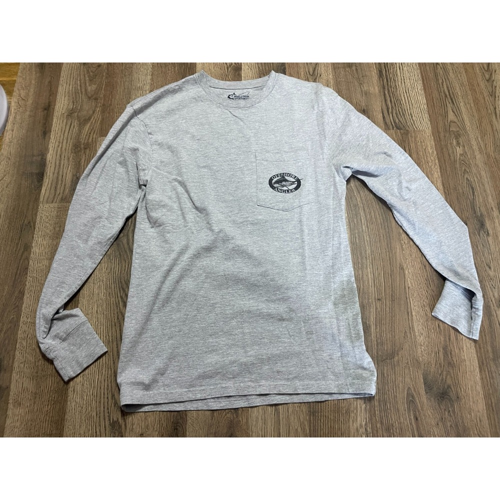 World Wide Shirt, Men's Size Small, Gray, Long Sleeve, Pocket, Offshore Angler